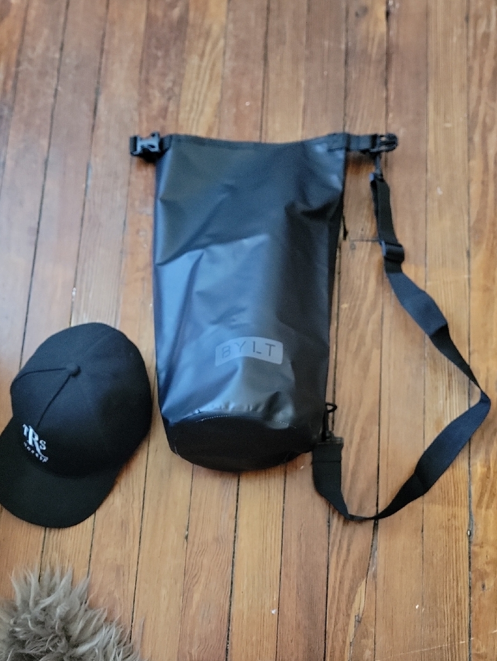 BYLT Basics Black Roll-Top Duffel Sling Backpack Sidepack Men